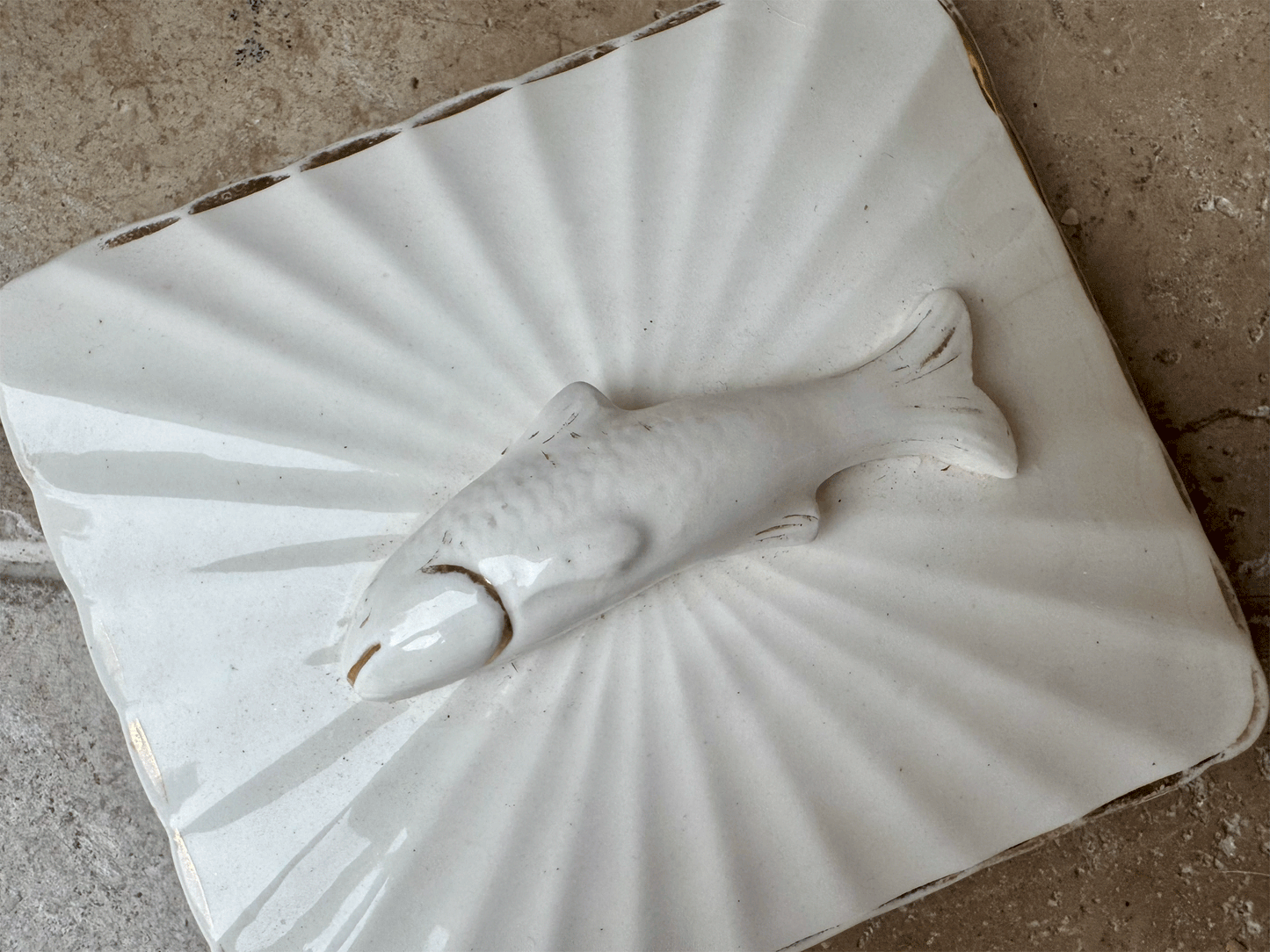 antique edwardian large white ironstone lidded sardine dish pot moulded handle