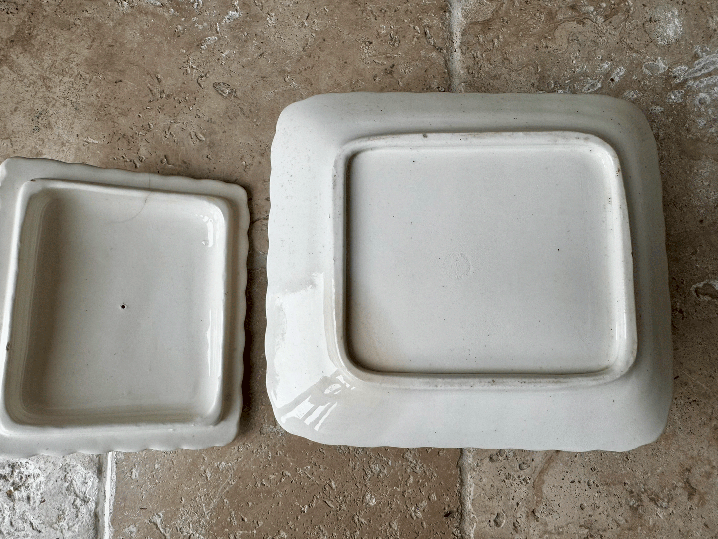 antique edwardian large white ironstone lidded sardine dish pot moulded handle