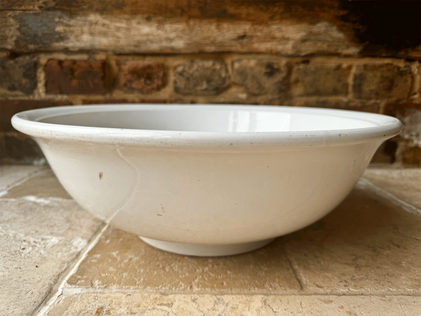 rare antique 1930s plain white ironstone large wash basin bowl king george vi royal cypher