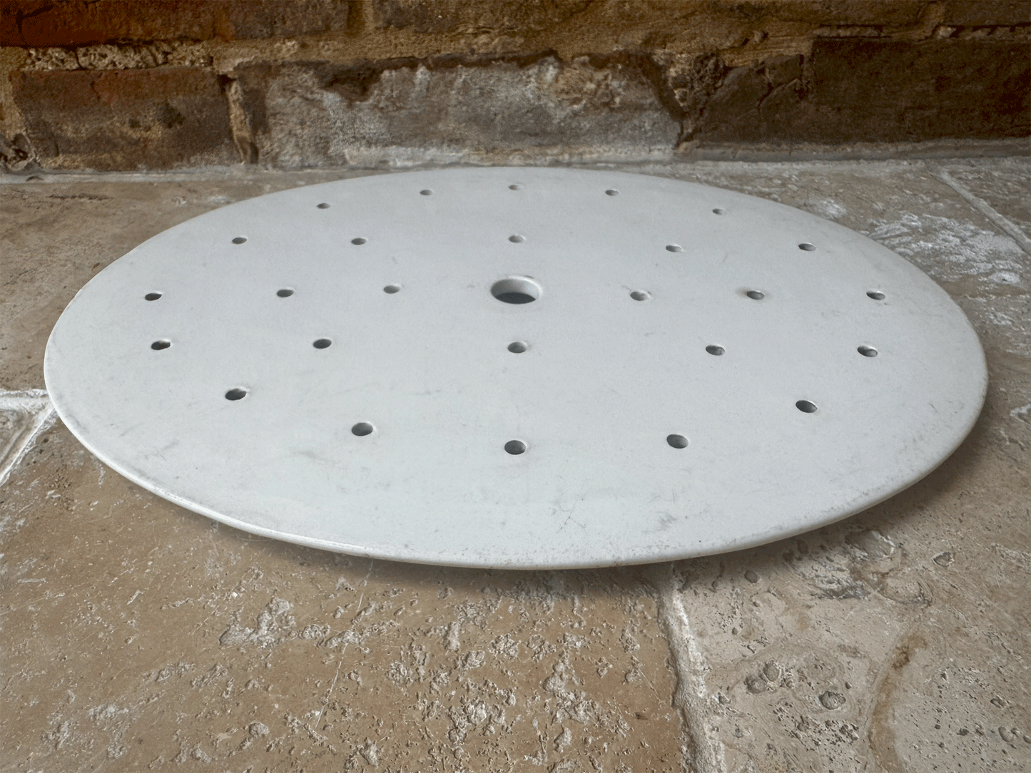 antique extra large plain white ironstone pierced drainer plate platter