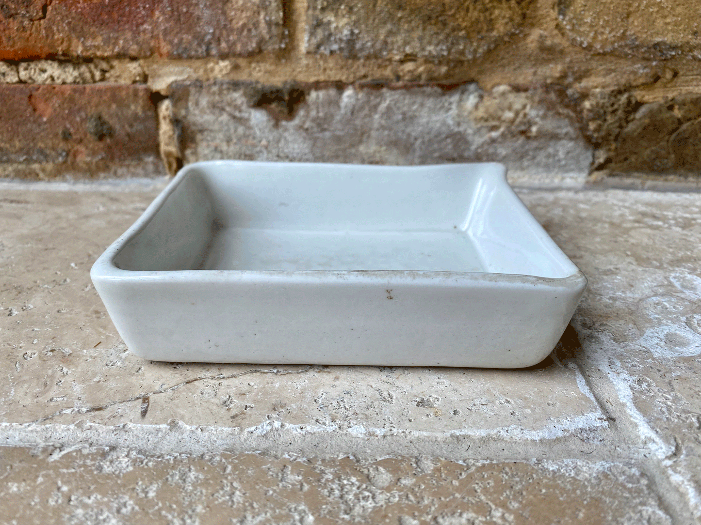 small antique white ironstone granitine darkroom photo processing developing tray