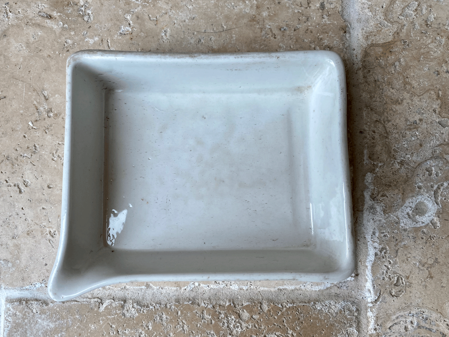 small antique white ironstone granitine darkroom photo processing developing tray
