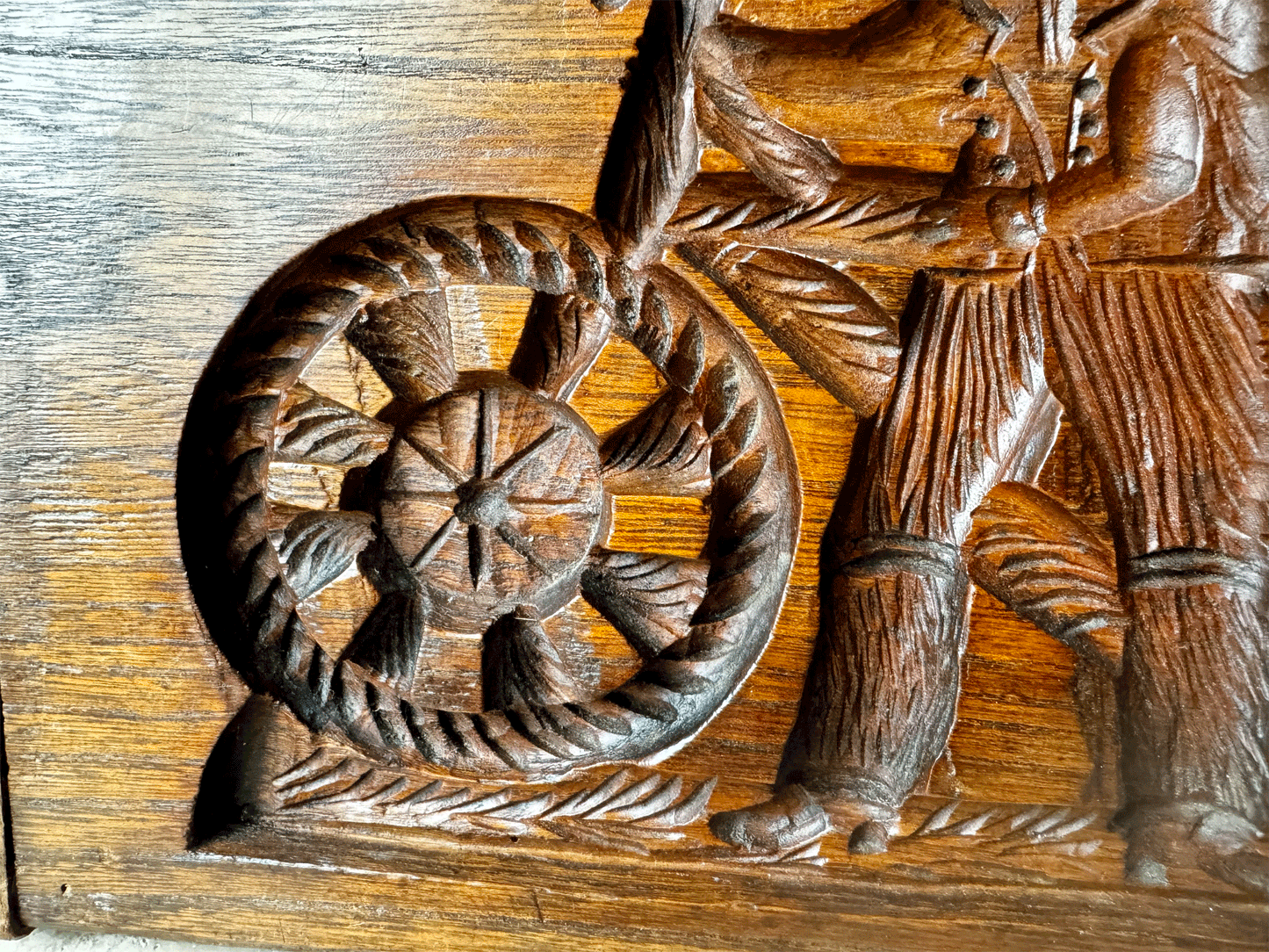 antique rare oak dutch victorian gingerbread mould cycling man
