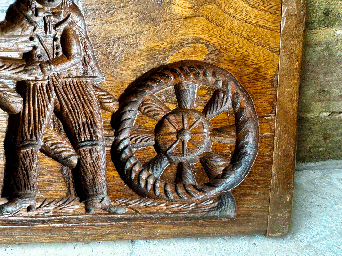 antique rare oak dutch victorian gingerbread mould cycling man