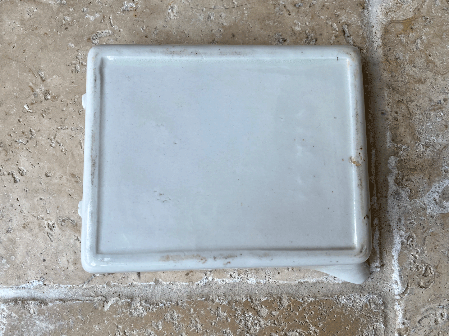 small antique white ironstone granitine darkroom photo processing developing tray