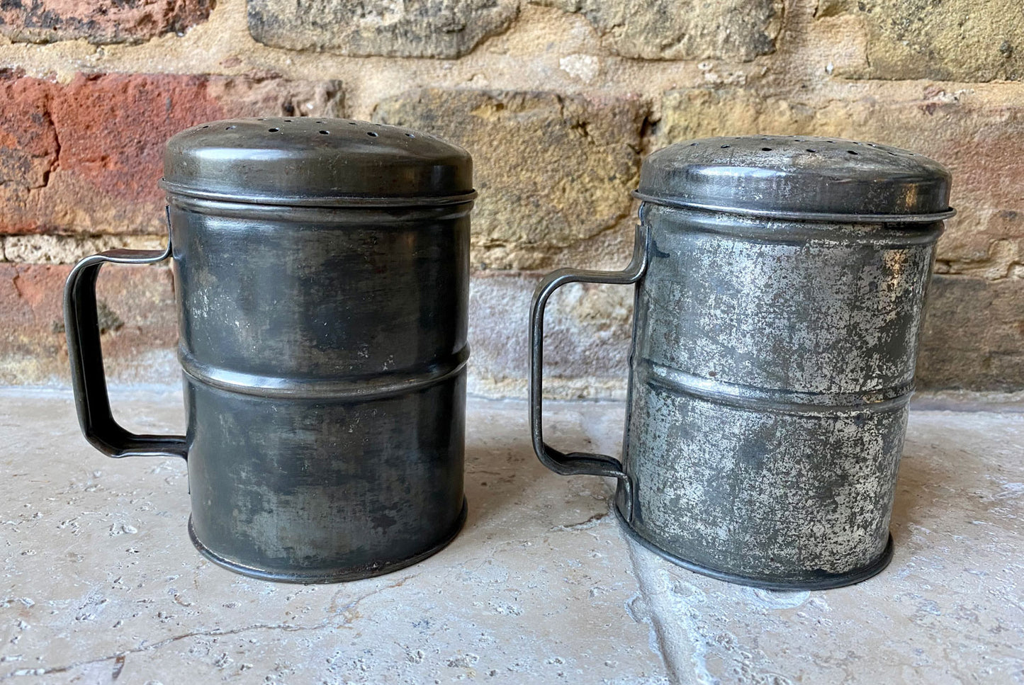 vintage tin flour sugar canister shaker sifter