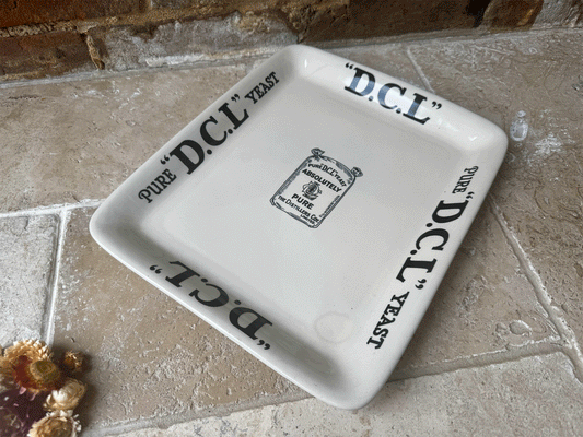 vintage english edwardian white ironstone dcl yeast advertising display plate platter