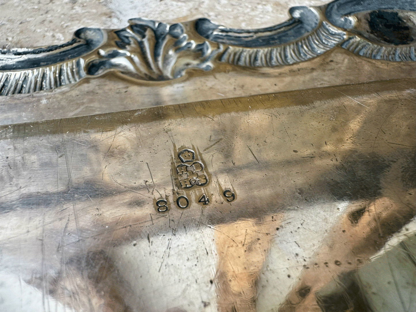 antique vintage english wooden treen breadboard silver plated liner plate harrison brothers howson