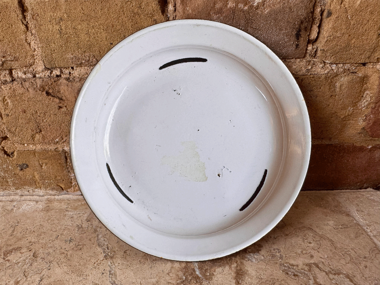 rare antique vintage english kitchenalia enamel bowl lack typography cherries label