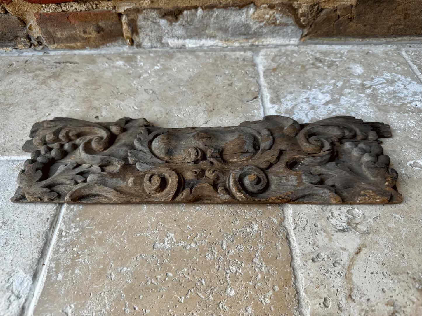 antique 19th century french deeply carved wooden pelmet panel decorative vintage