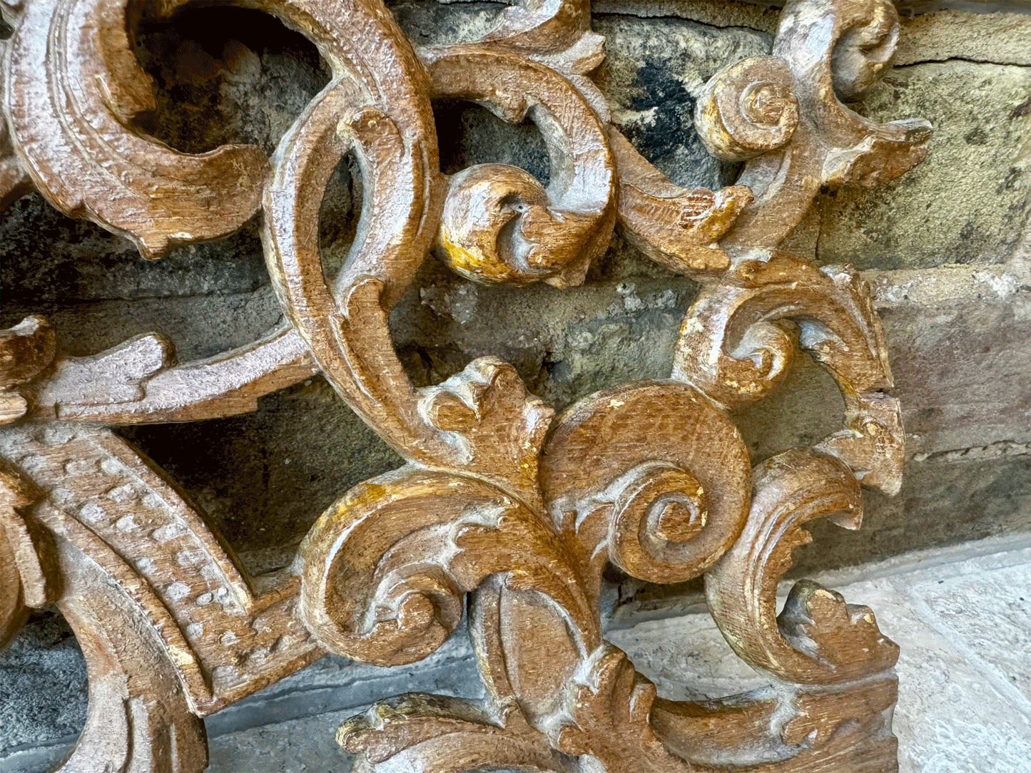 antique french 19th century deeply carved baroque church religious wall panel wooden treen
hanging