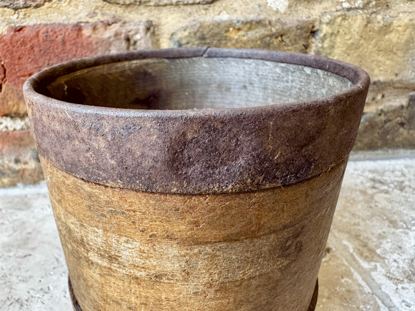 antique french rustic bentwood treen wooden grain measure one litre