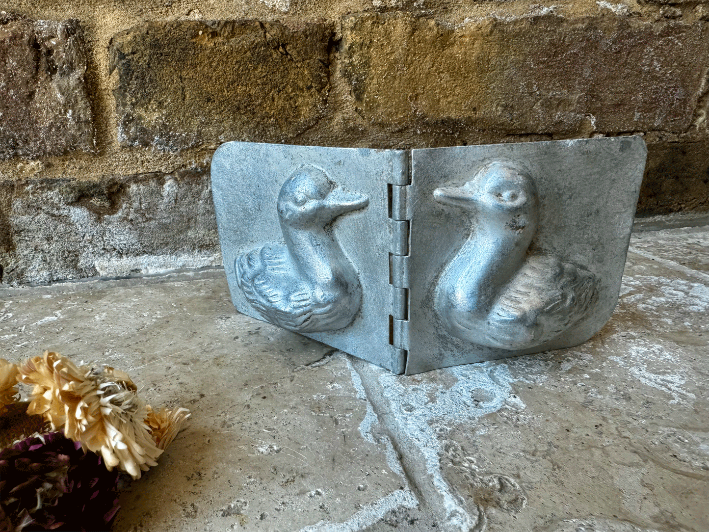 vintage french aluminium chocolate mould duckling