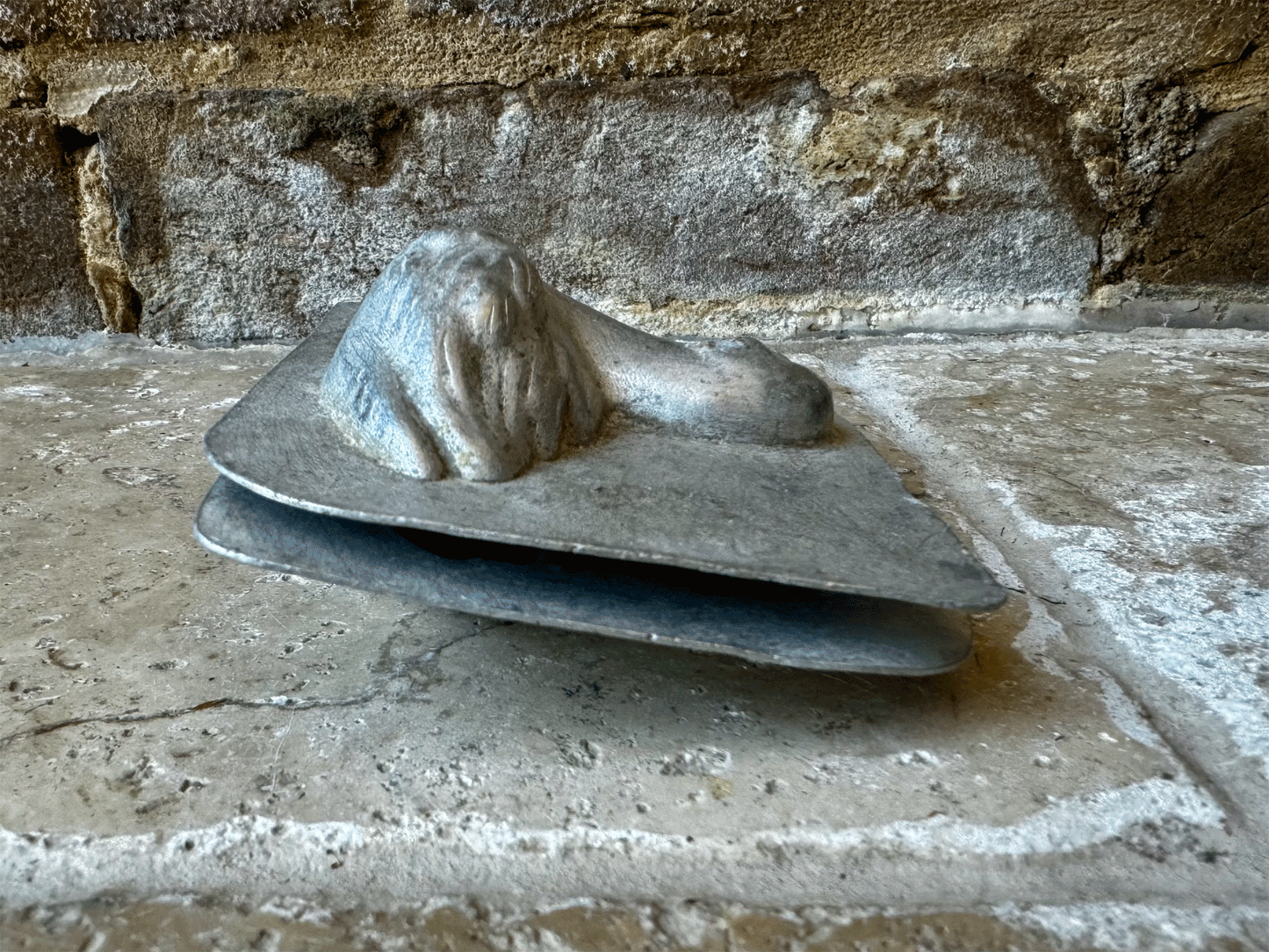vintage french aluminium chocolate mould duckling