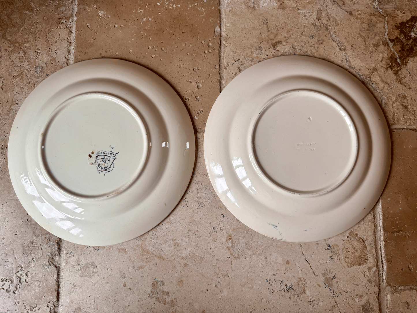 Antique French Blue Transferware Donjon Bird Plate
