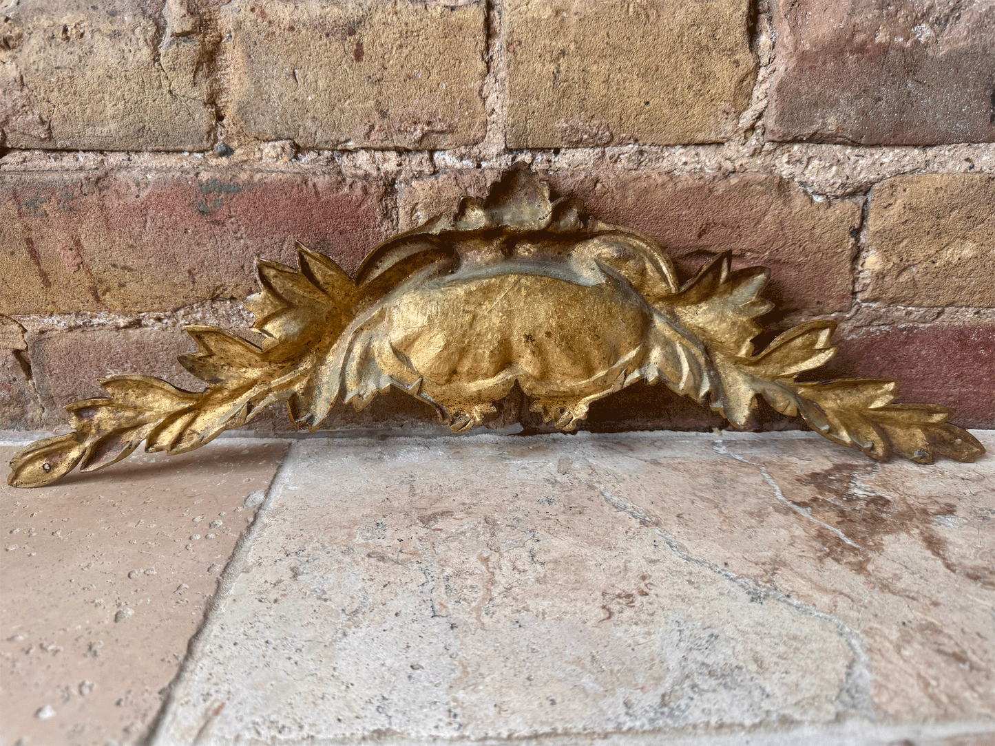 antique french brass sculpted gilded gilt wall panel hanging pediment frame