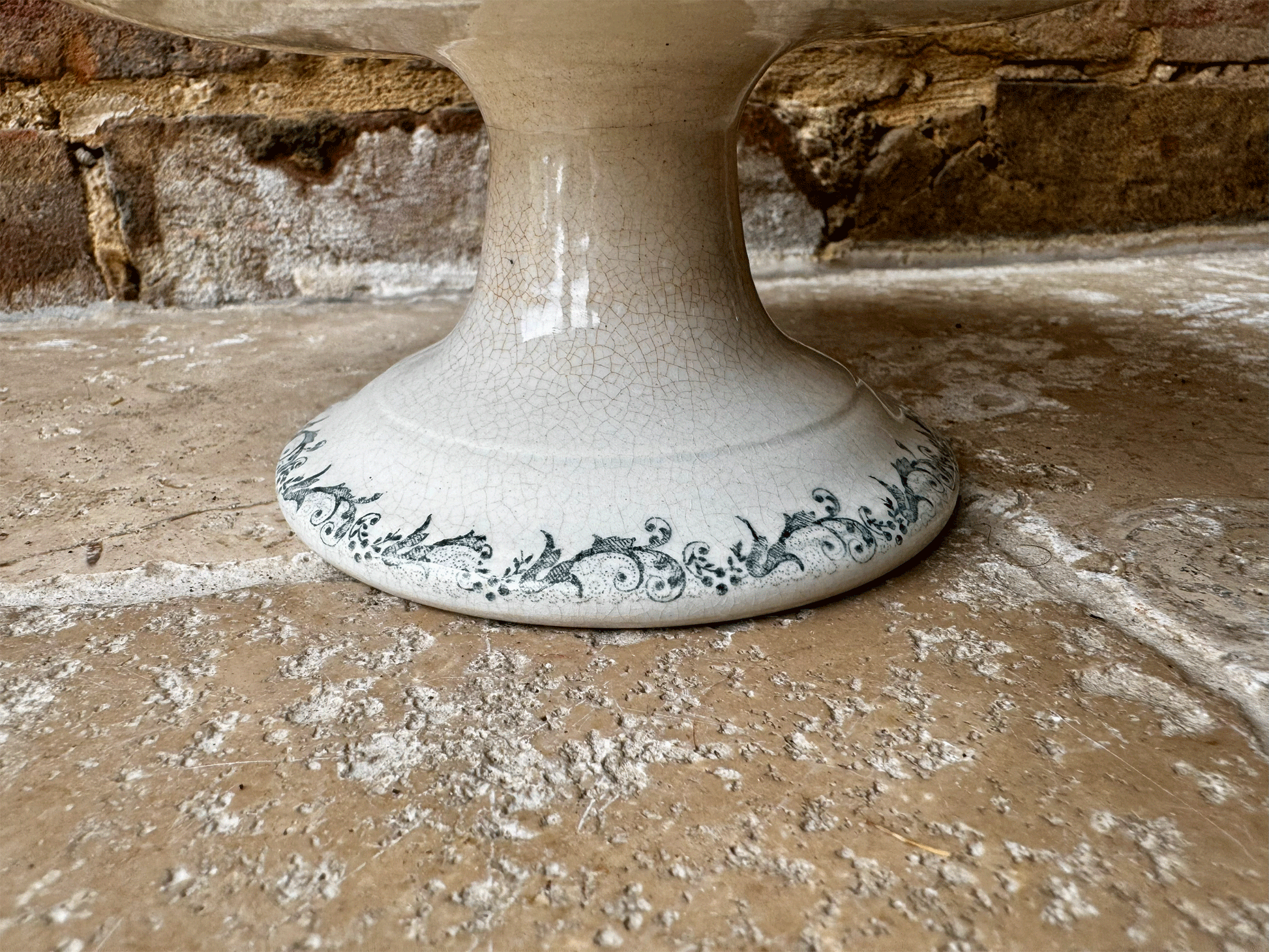 antique french terre de fer ironstone compotier compote dish h boulenger choisy le roi crazed buttery