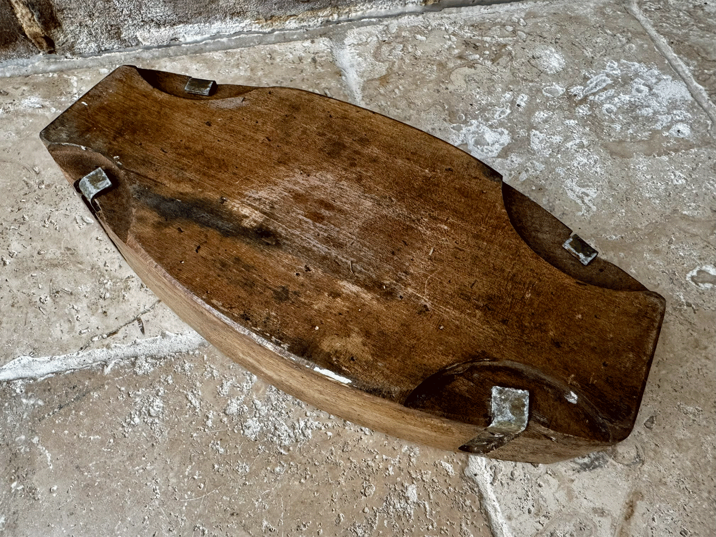 antique french carved wooden treen butter brick mould grazing cow