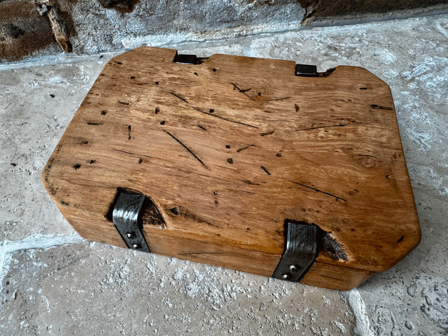 antique french chunky large arved wooden treen butter mould brick berries