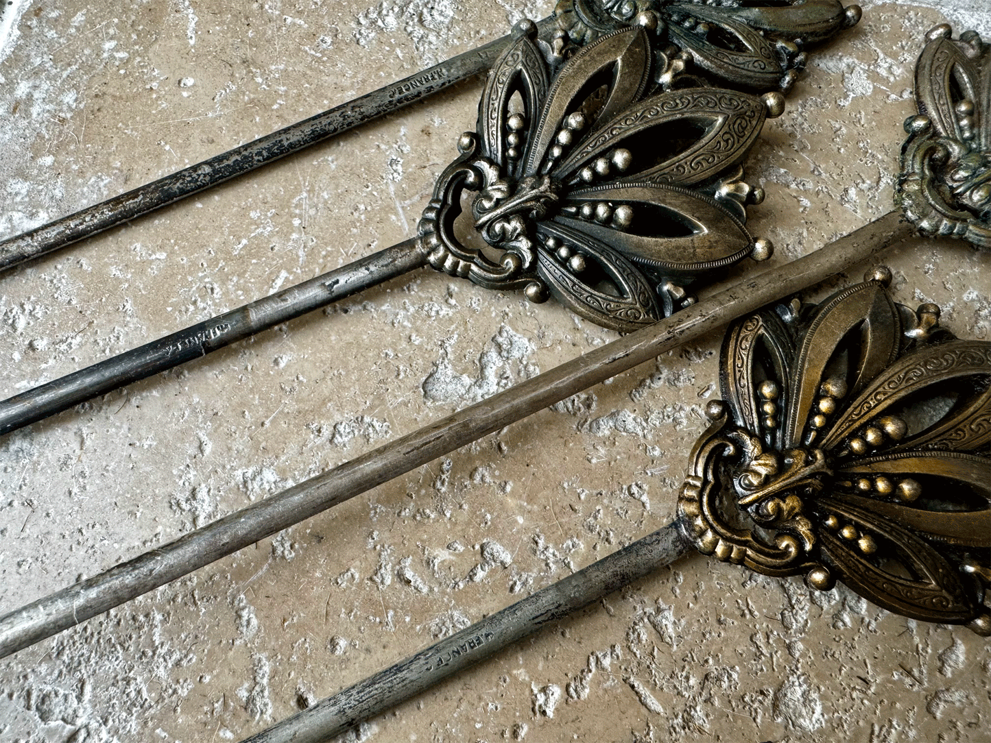 antique french silver plated classical style hatelet skewer brochette