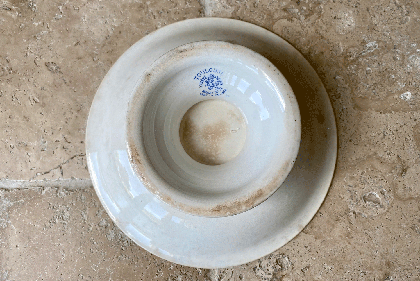 antique dutch societe ceramique blue transferware white ironstone compotier compote dish