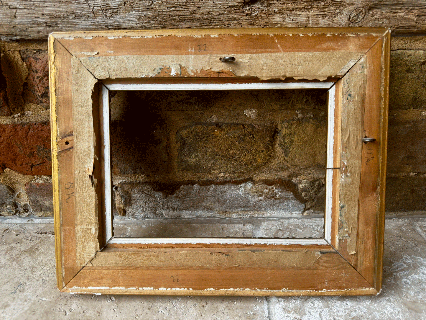 antique french gilt edged rectangular wooden picture frame