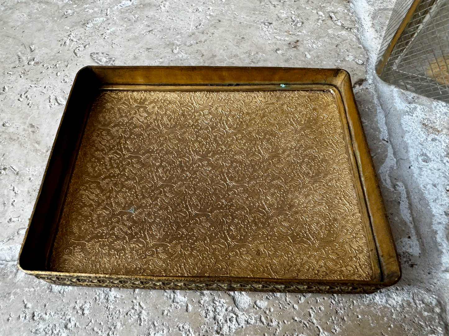 Antique French Glass Jewellery Box with Embroidered Lid