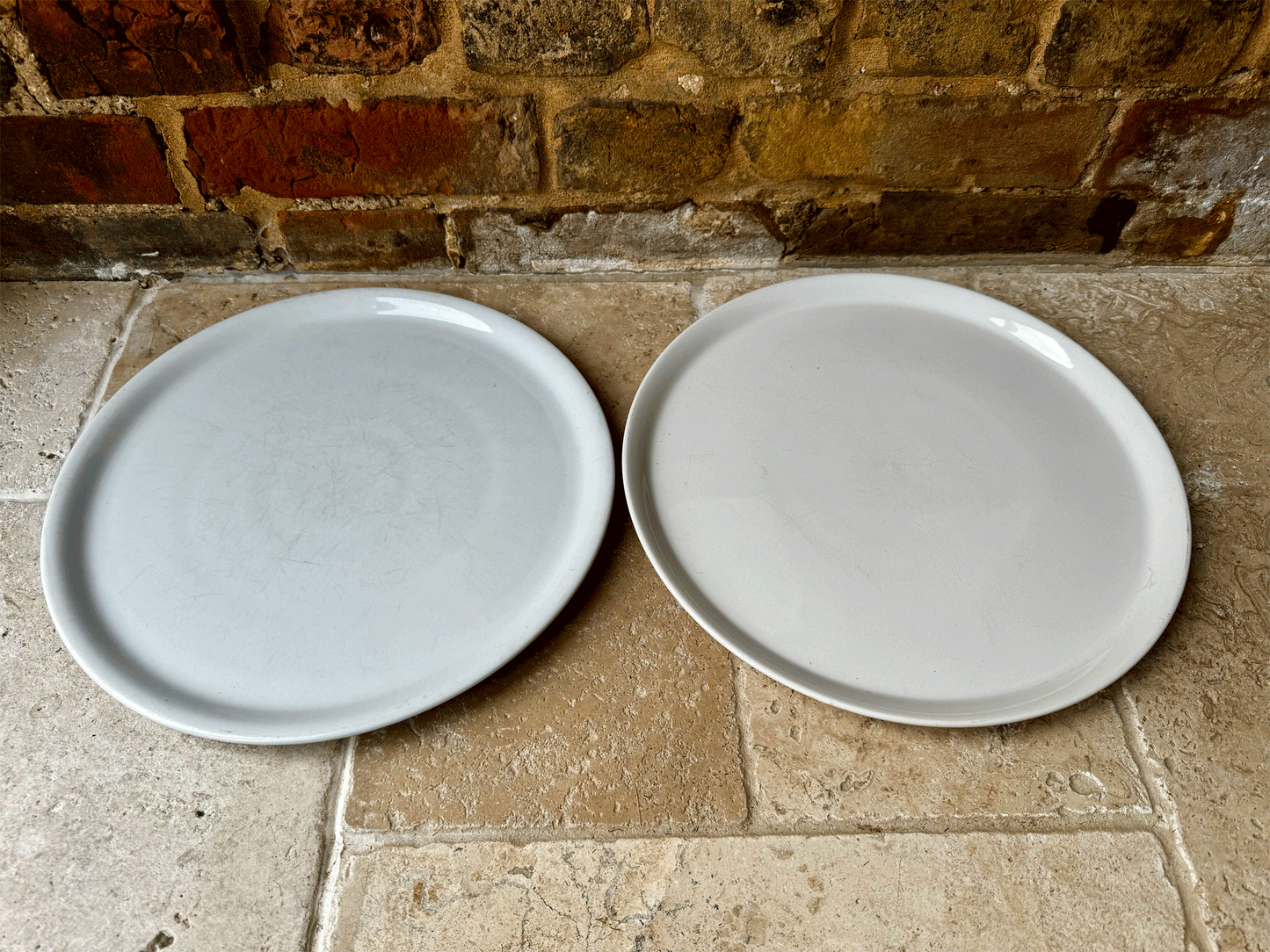 extra large antique french white ironstone circular round serving platter