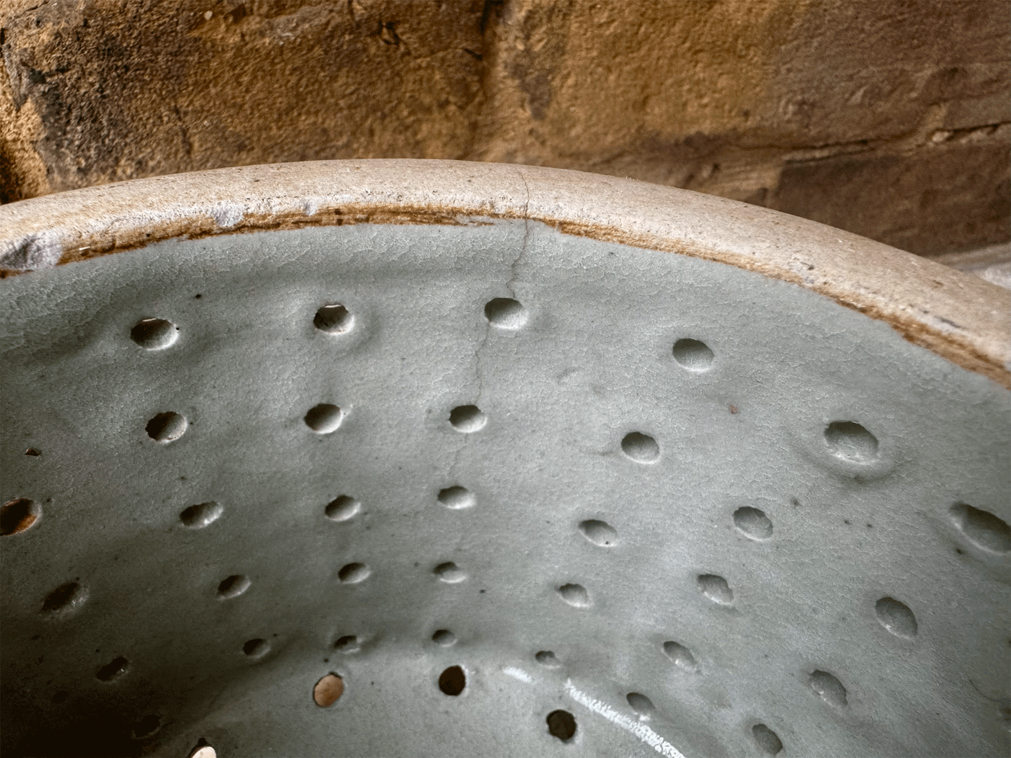 antique french huge extra large stoneware pierced drainer strainer faisselle cheese mould