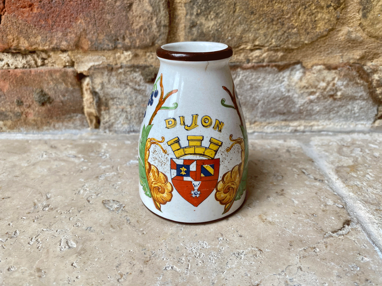 rare antique french grey poupon dijon mustard decorative advertising commemmorative pot snails
