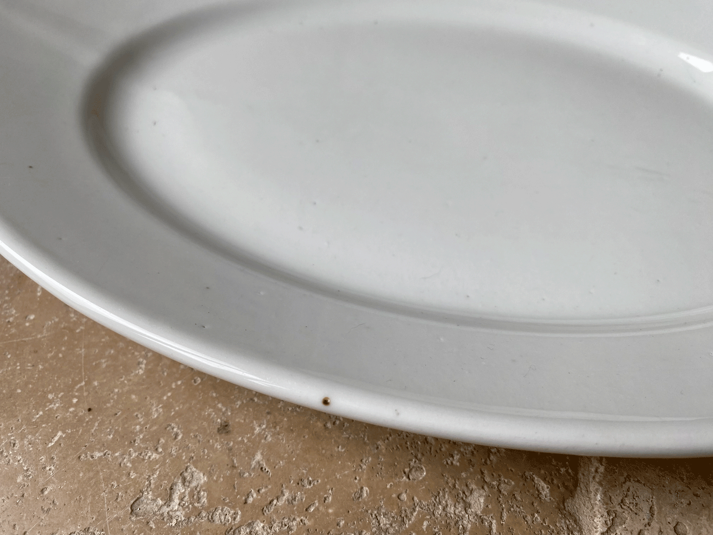 Antique French Plain White Ironstone Oval Serving Platter