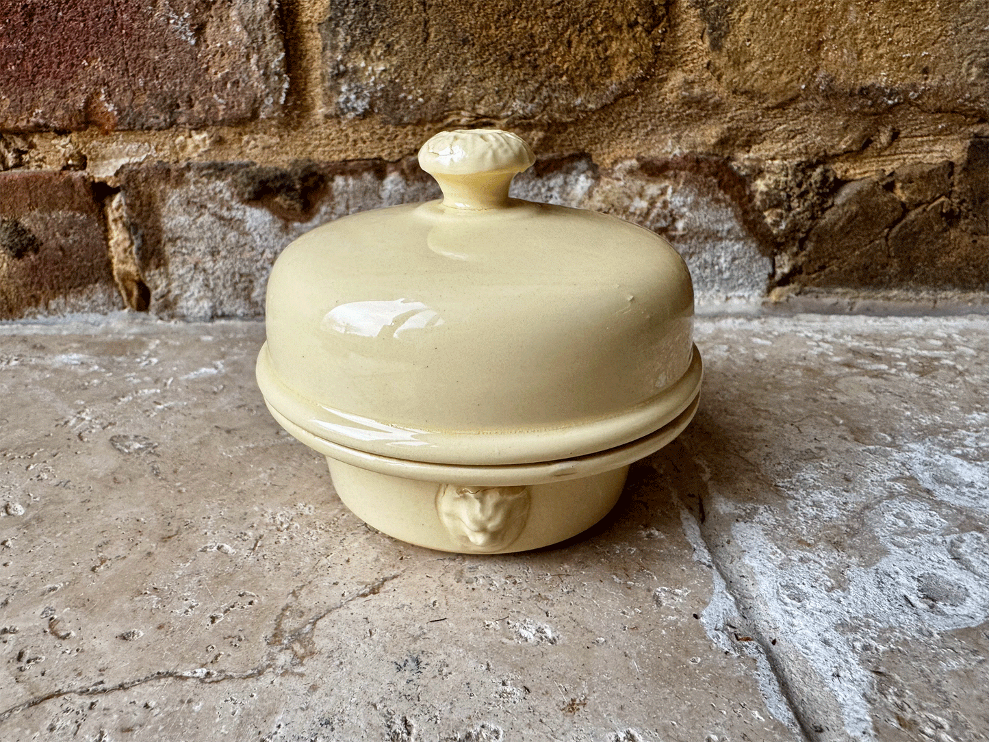 antique french ironstone terrine foie gras terrine advertising pot simplex truffles lion head handles