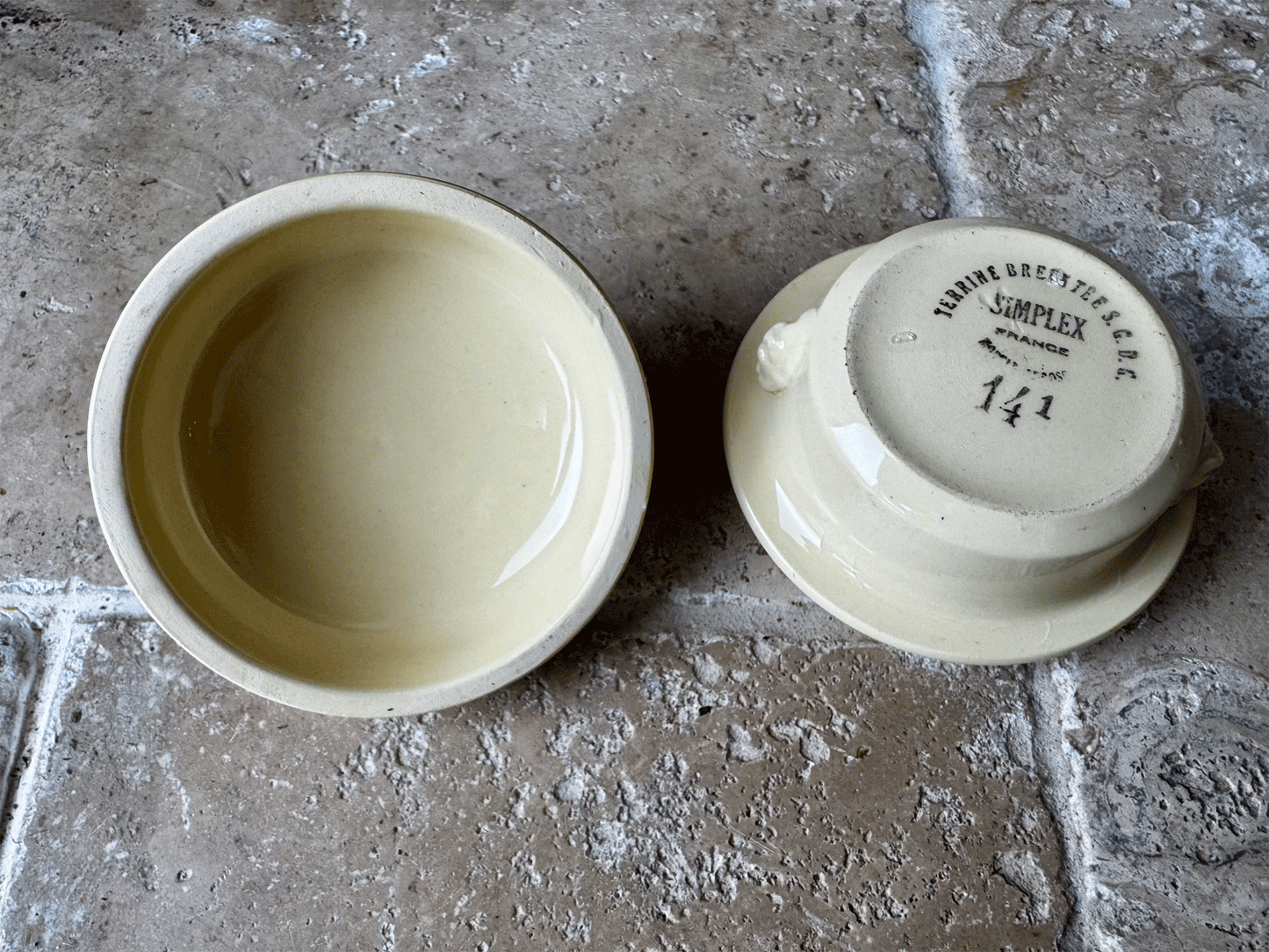 antique french ironstone terrine foie gras terrine advertising pot simplex truffles lion head handles