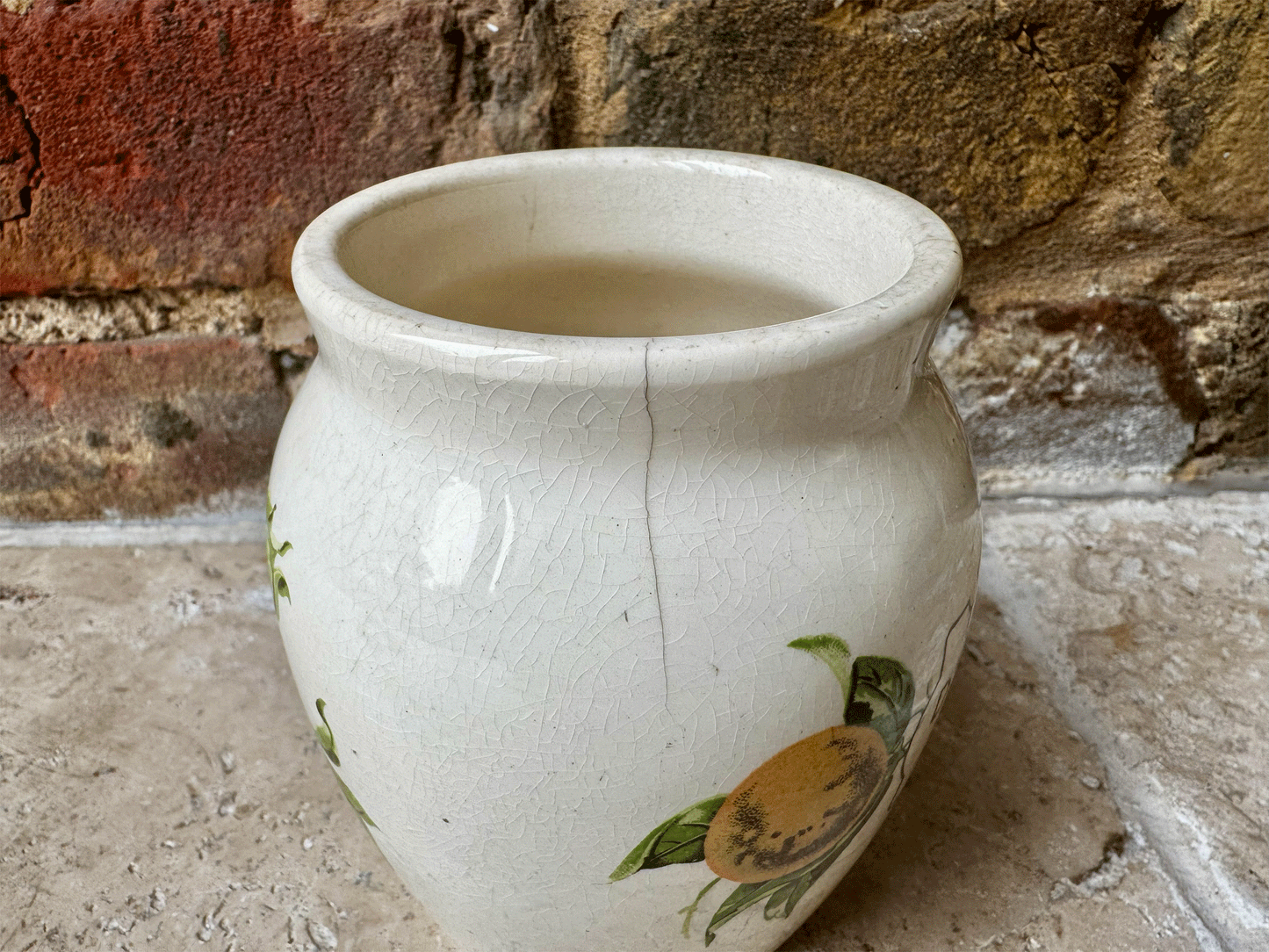 antique french rare white ironstone advertising confiture pot picon oranges