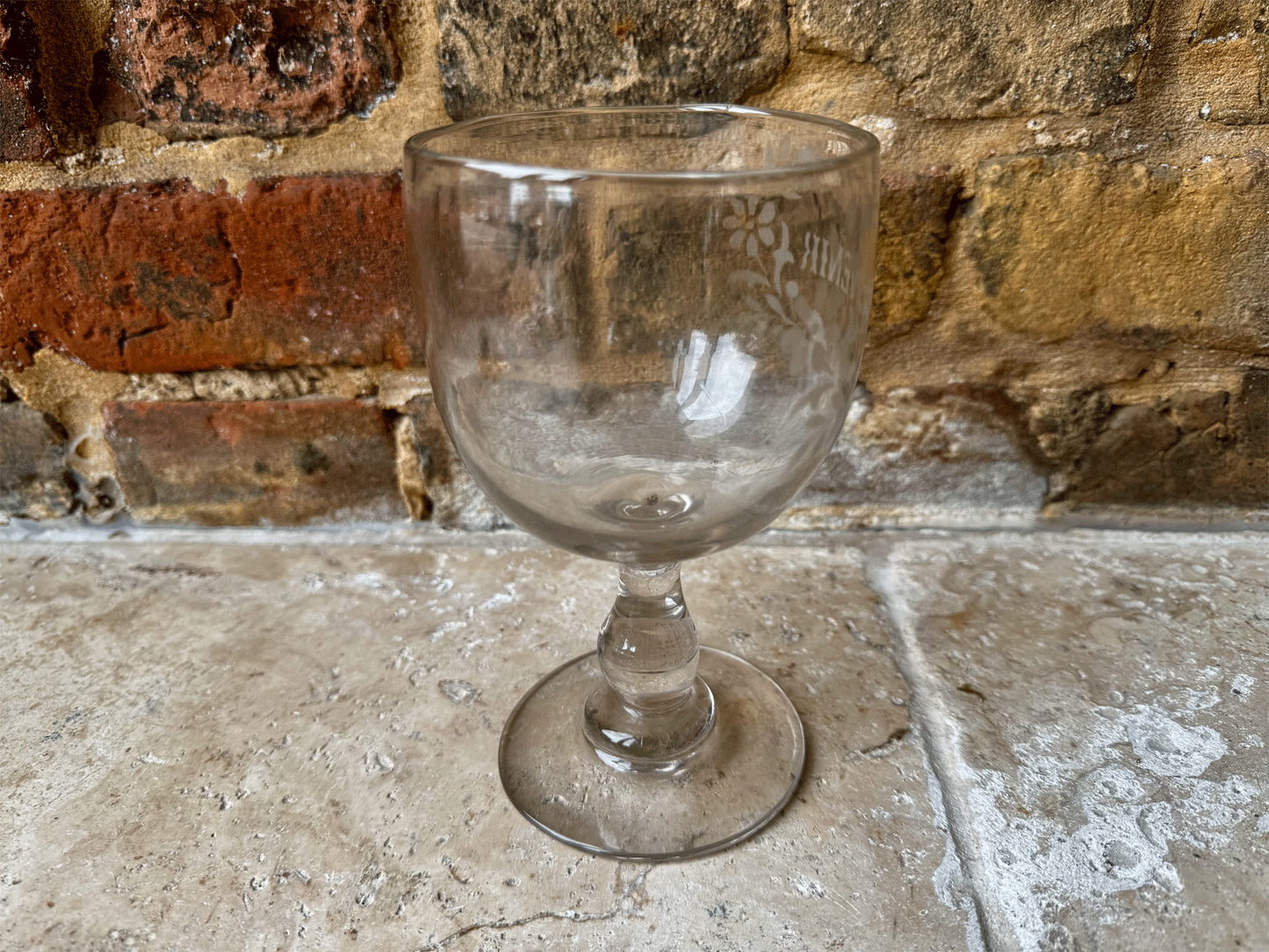 rare large antique wedding souvenir french glass rummer memento