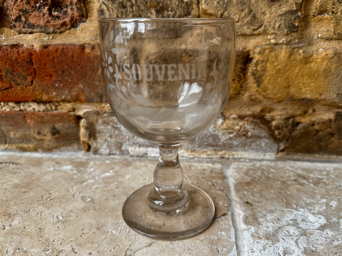 rare large antique wedding souvenir french glass rummer memento