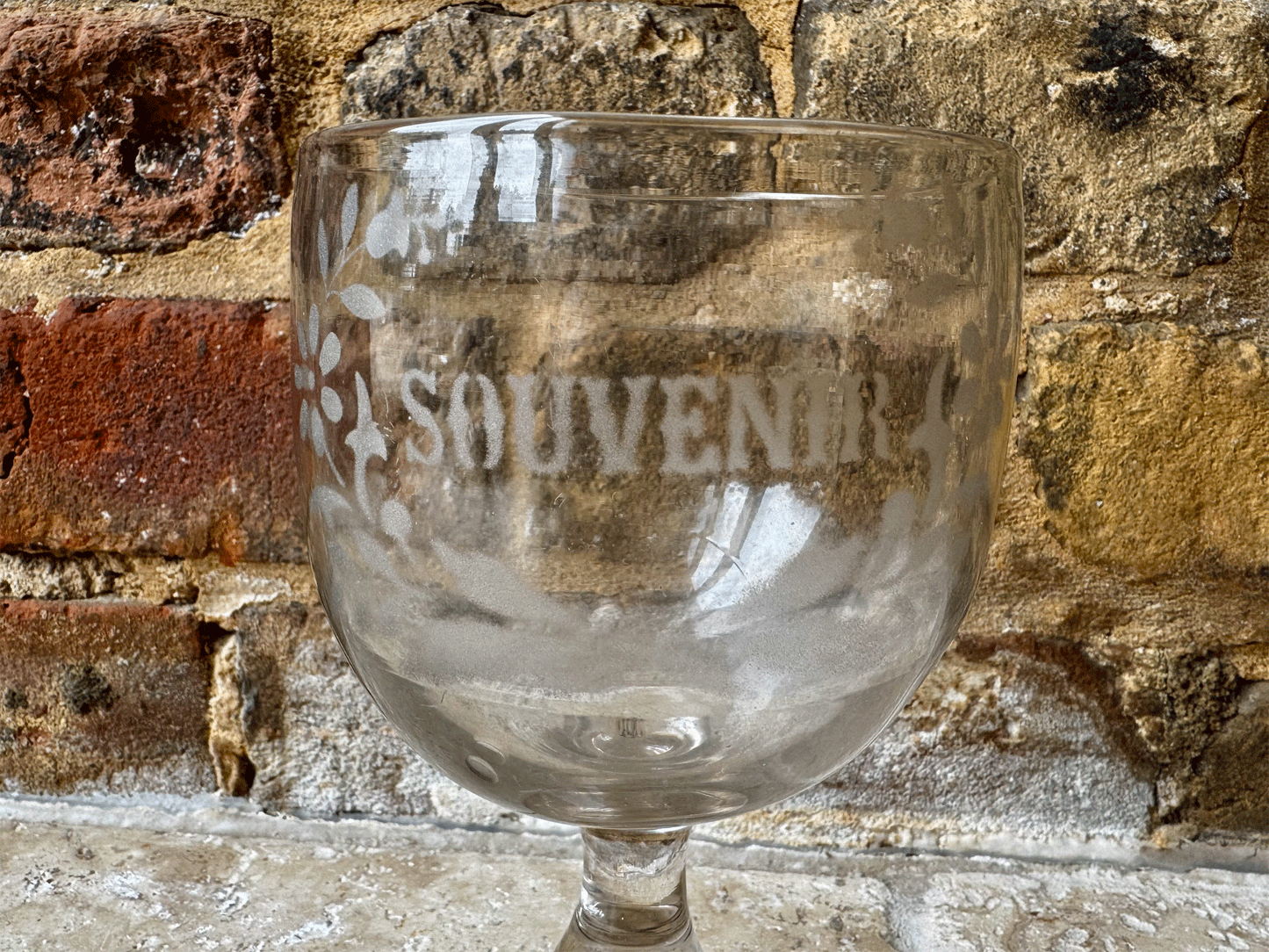 rare large antique wedding souvenir french glass rummer memento