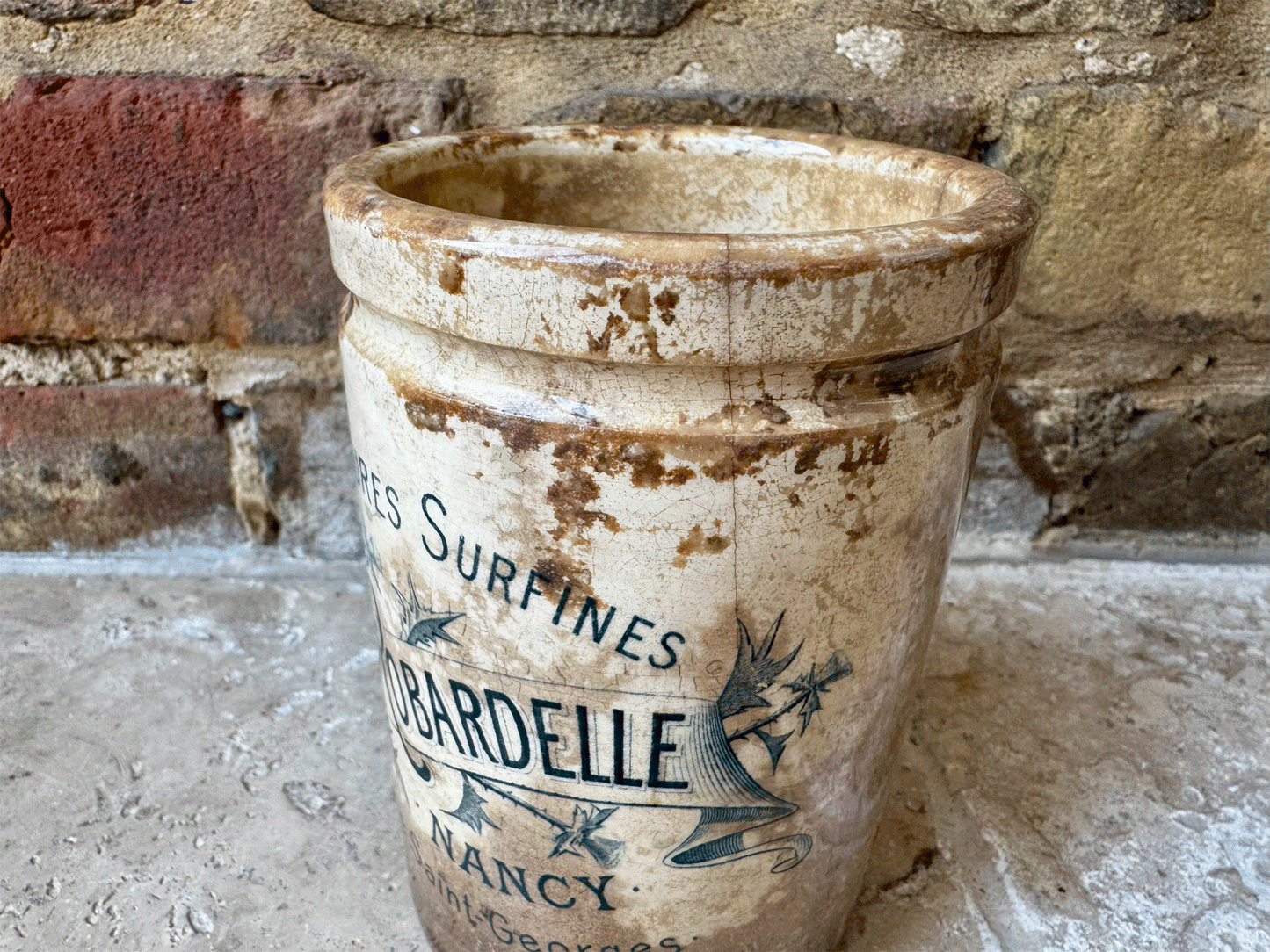rare large two pound ironstone french advertising confiture pot ch robardelle nancy