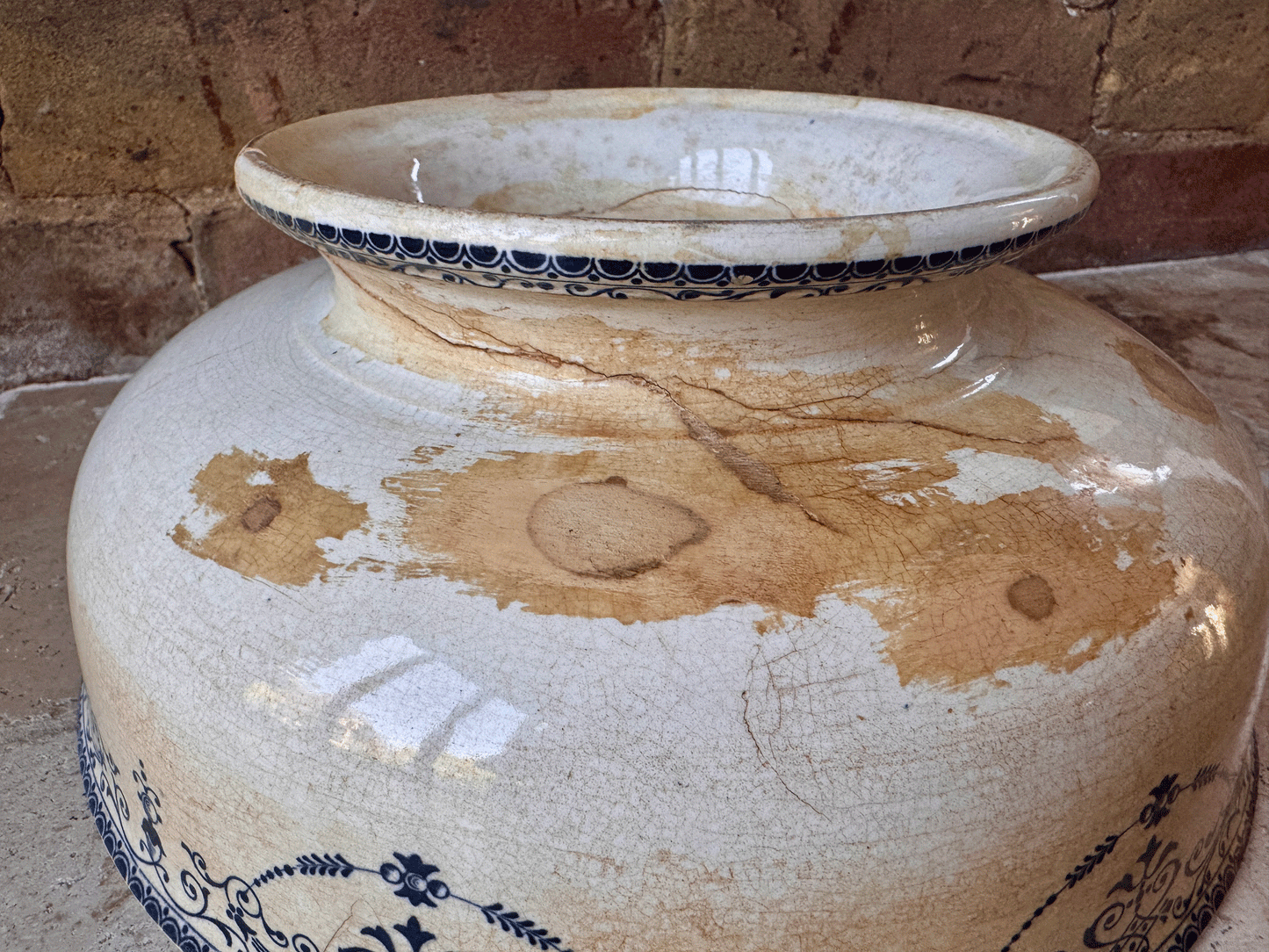 large antique french pottery ironstone terre de fer saladier salad bowl h boulenger choisy le roi