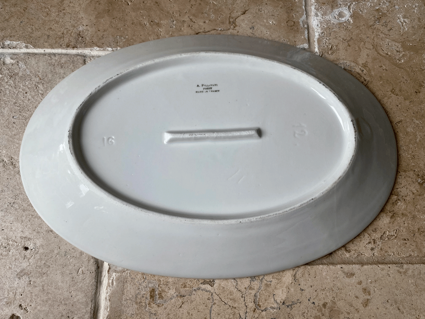 Antique French Plain White Ironstone Oval Serving Platter