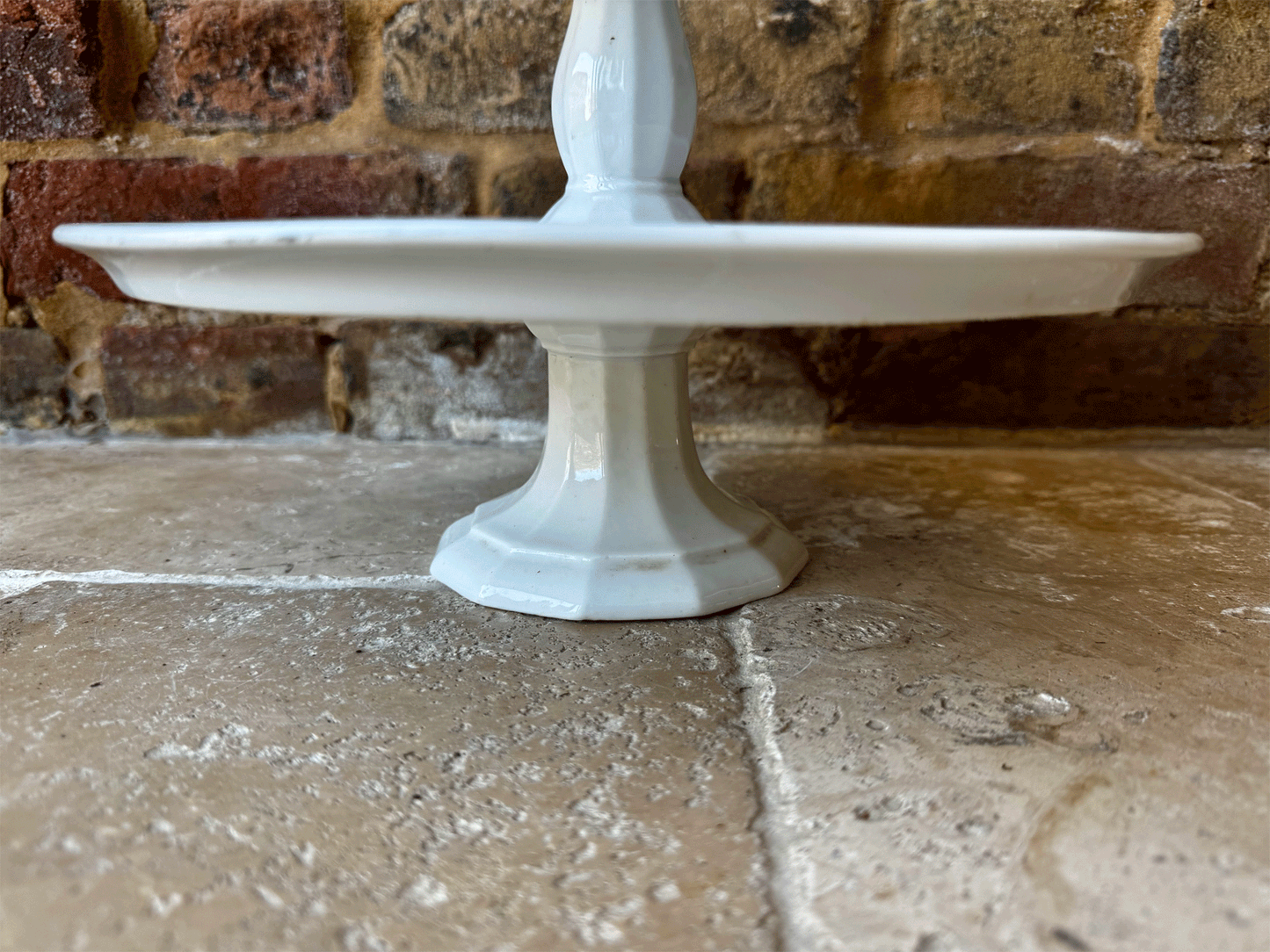 rare antique french double two tiered white ironstone patisserie cake stand