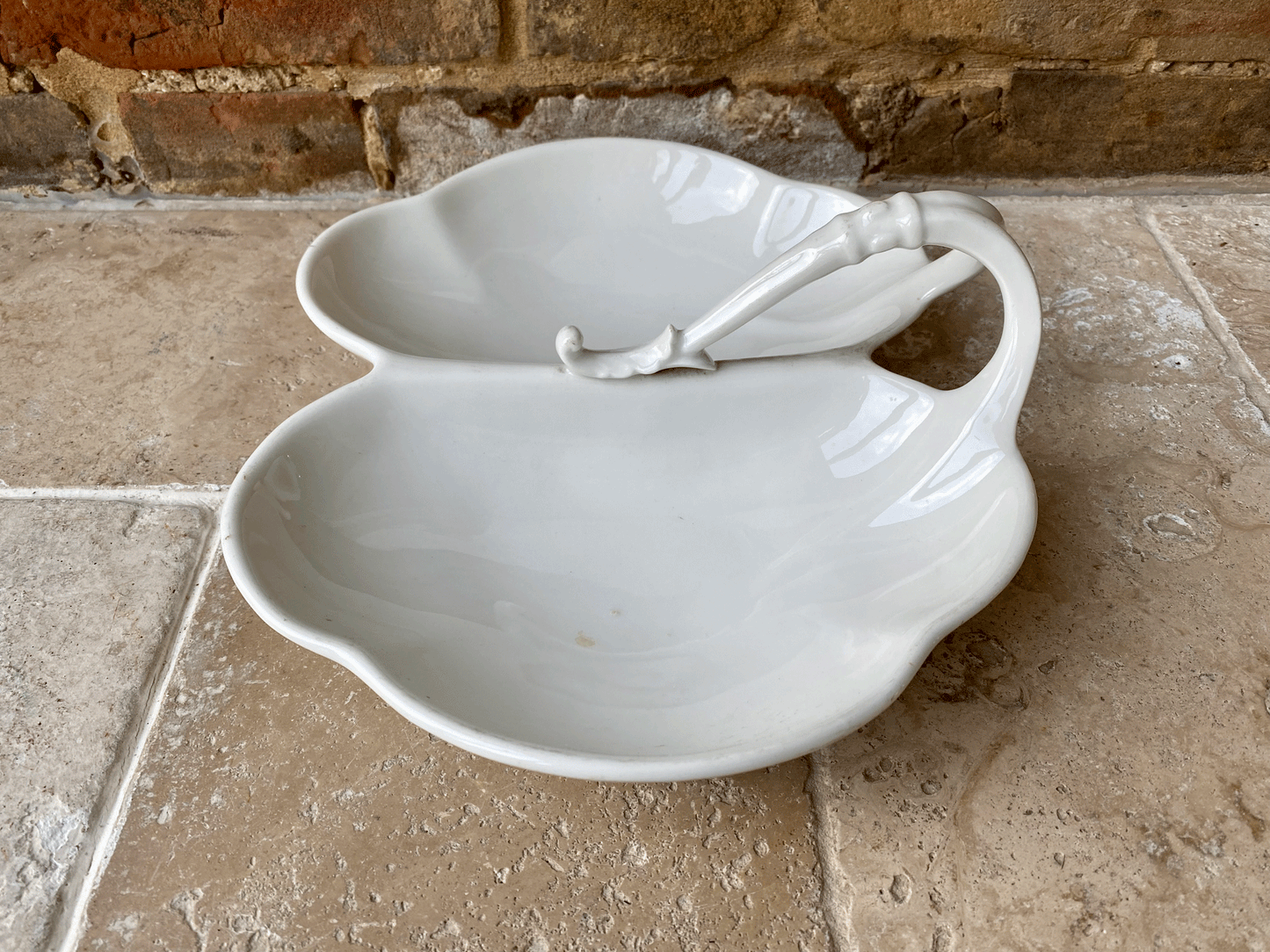 rare antique french large handled vegetable serving dish white ironstone