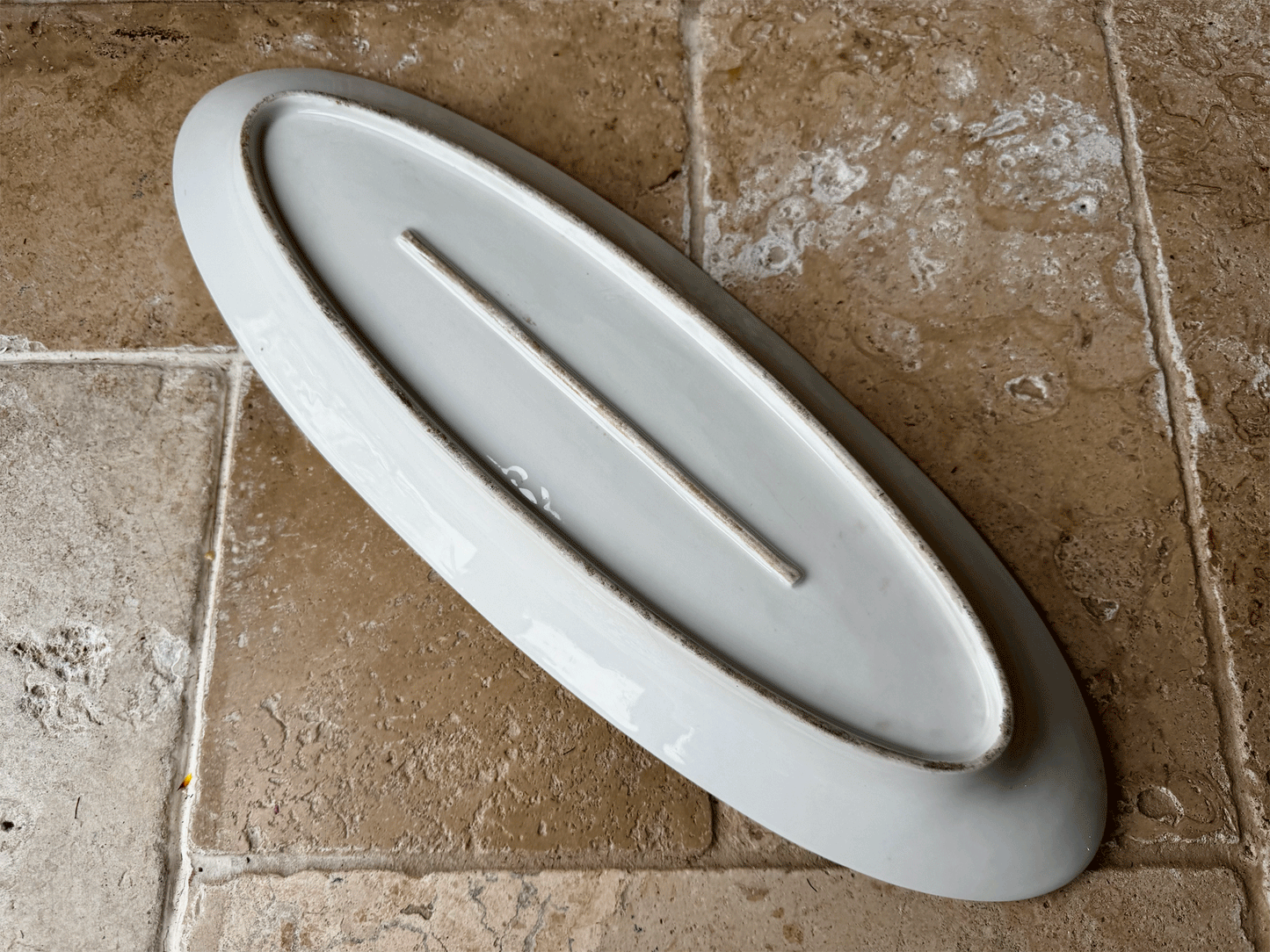 antique french plain white ironstone large oval fish plate platter