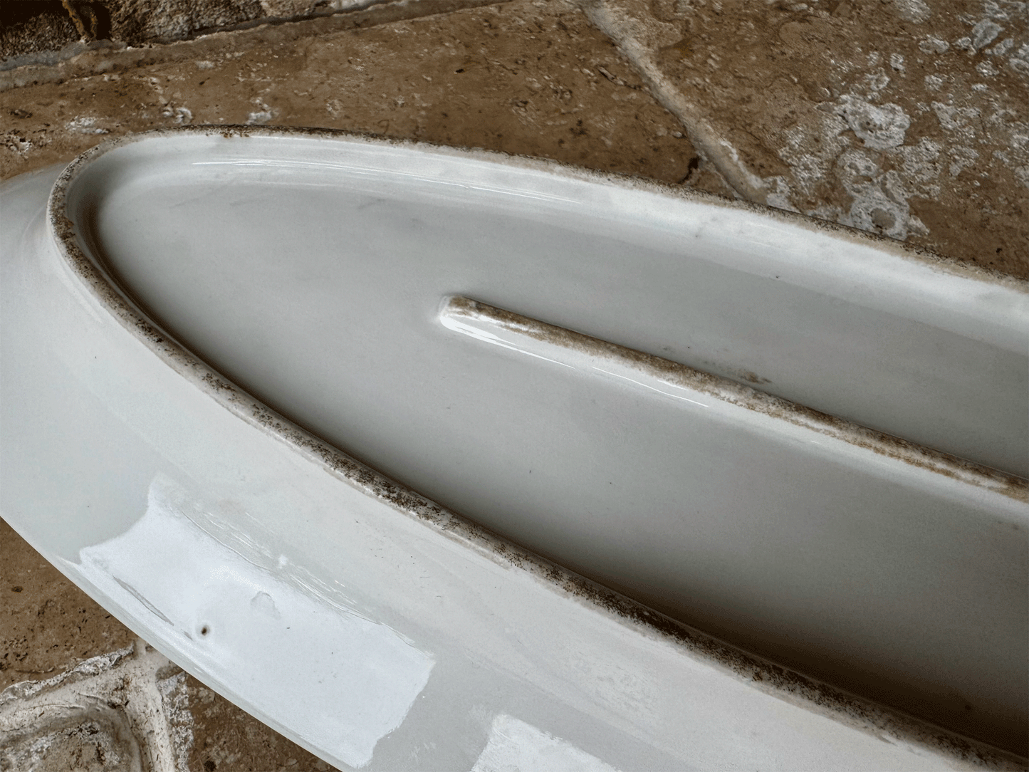 antique french plain white ironstone large oval fish plate platter