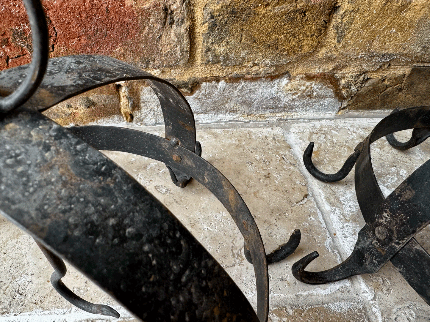 rare antique french small cast iron crown game hooks