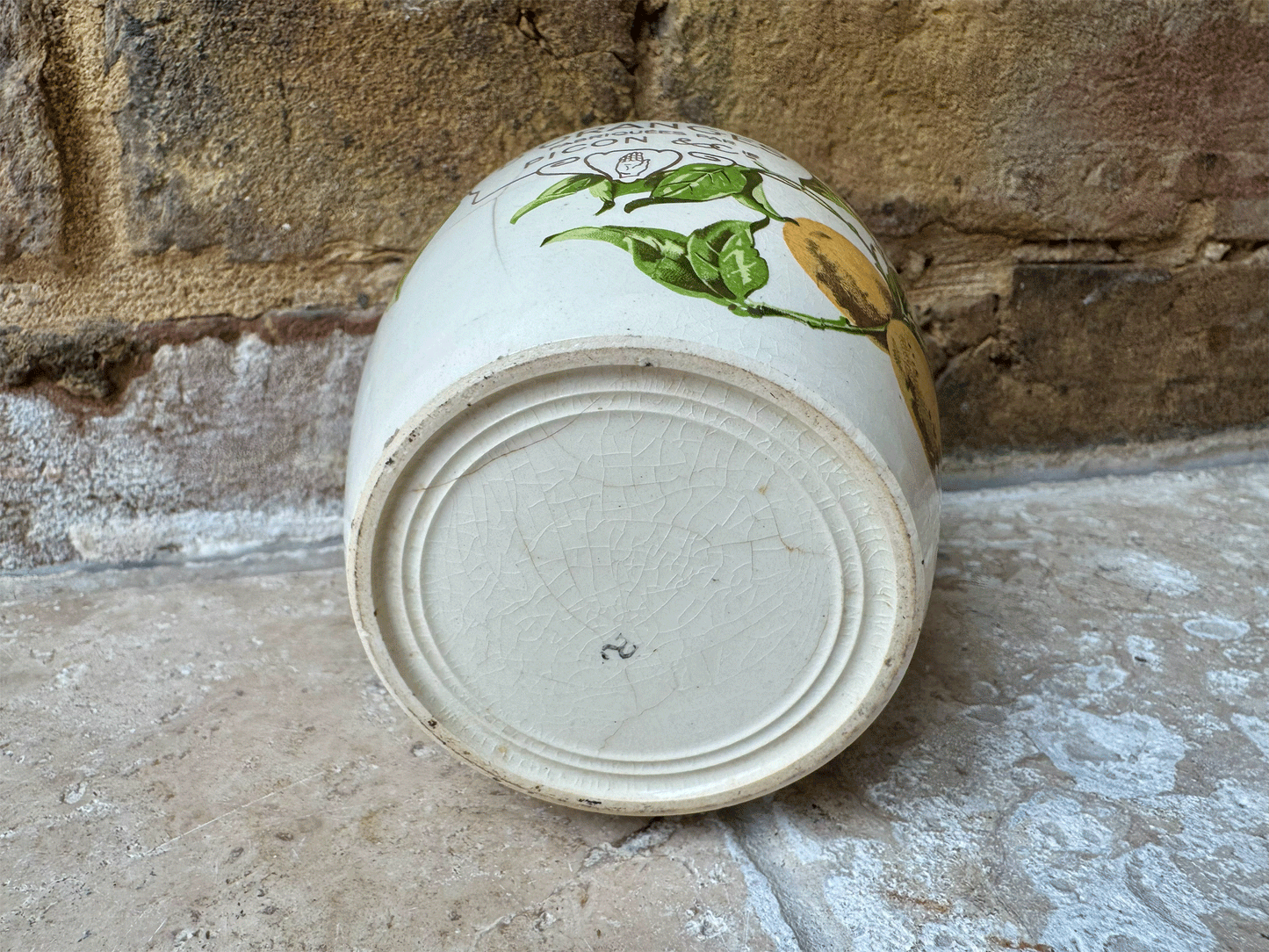 antique french rare white ironstone advertising confiture pot picon oranges