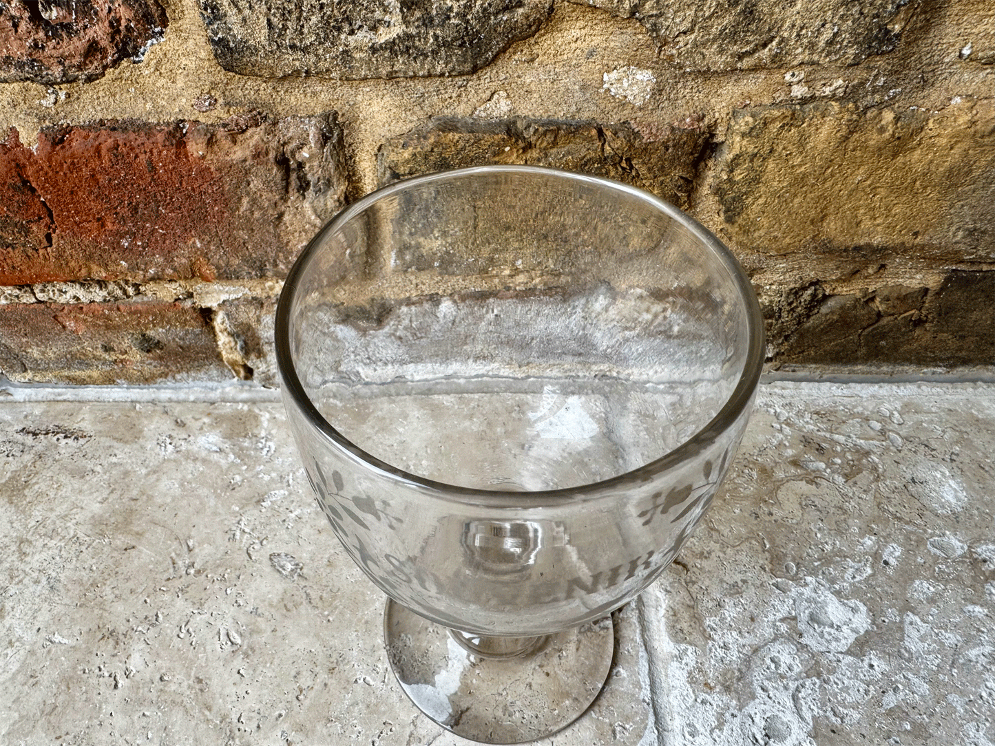 rare large antique wedding souvenir french glass rummer memento