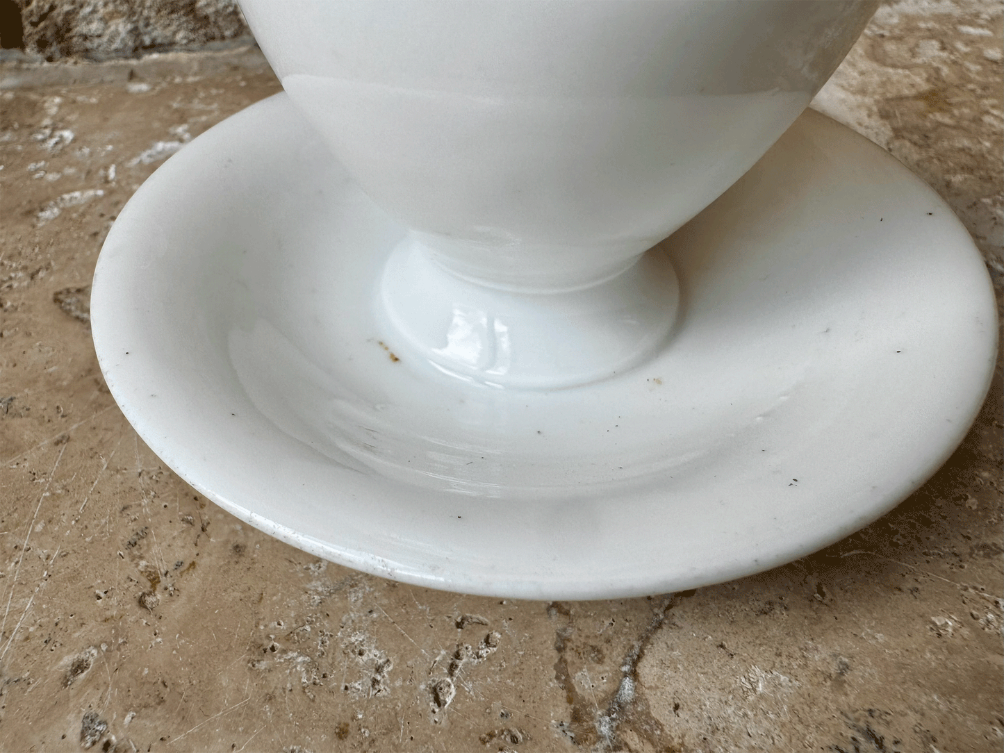 antique french plain white ironstone egg cup