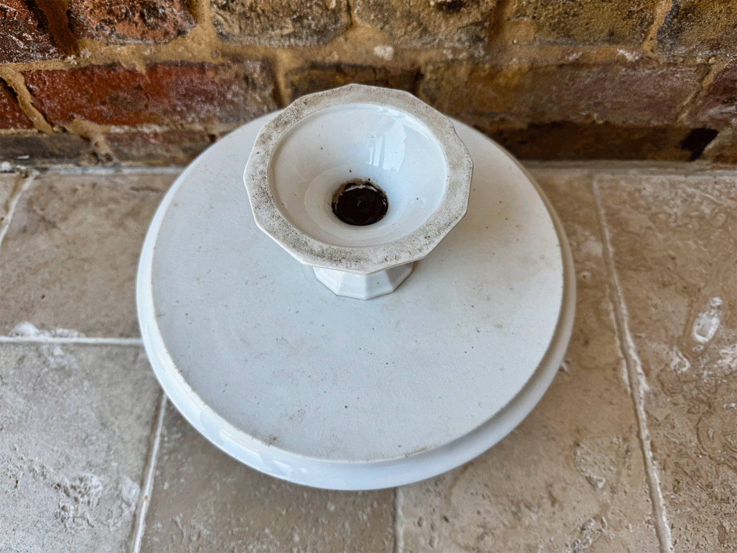rare antique french double two tiered white ironstone patisserie cake stand