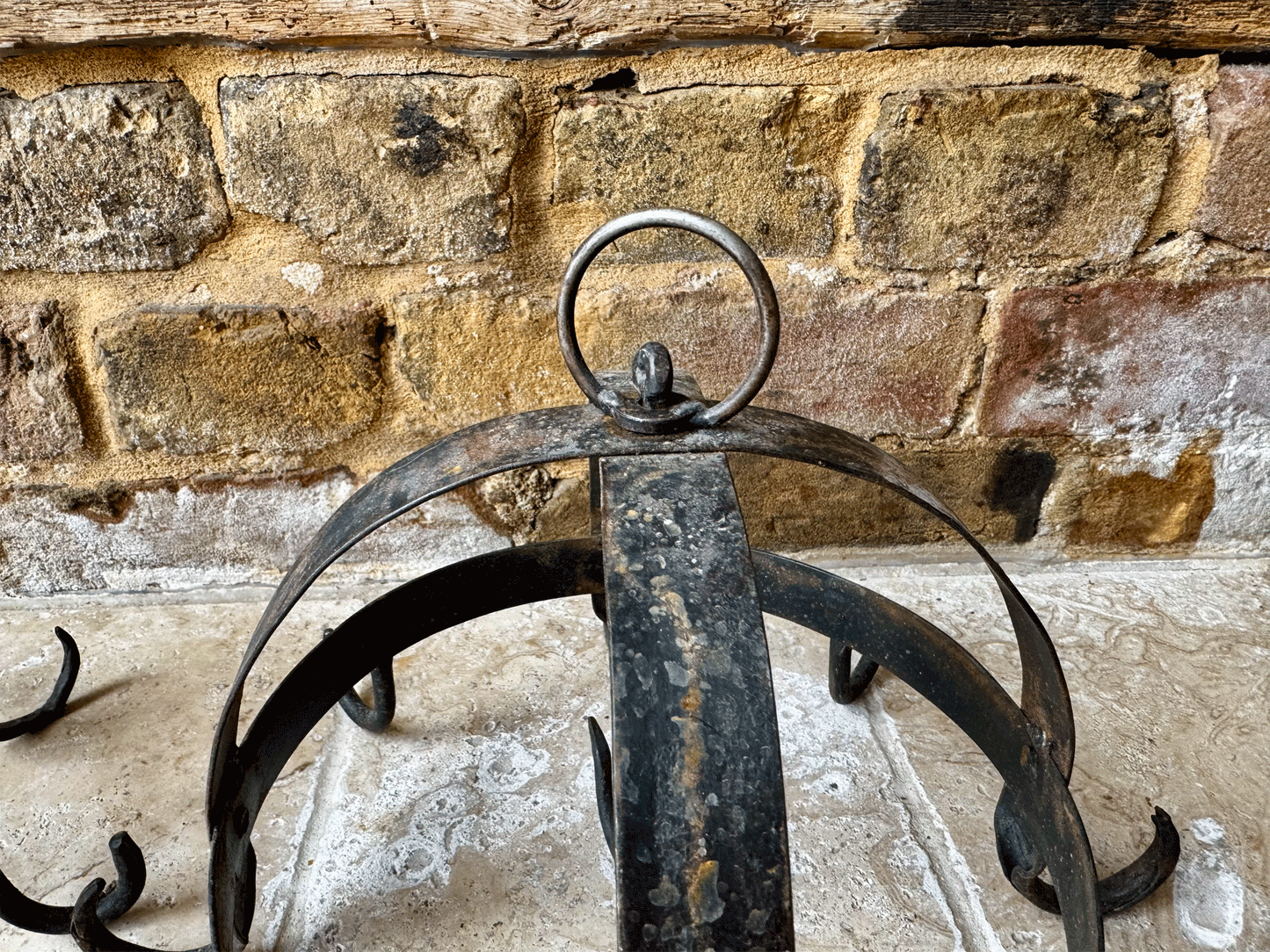rare antique french small cast iron crown game hooks